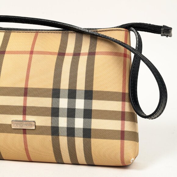 Burberry House Check Coated Canvas Leather-Trim Pouch - Picture 5 of 10